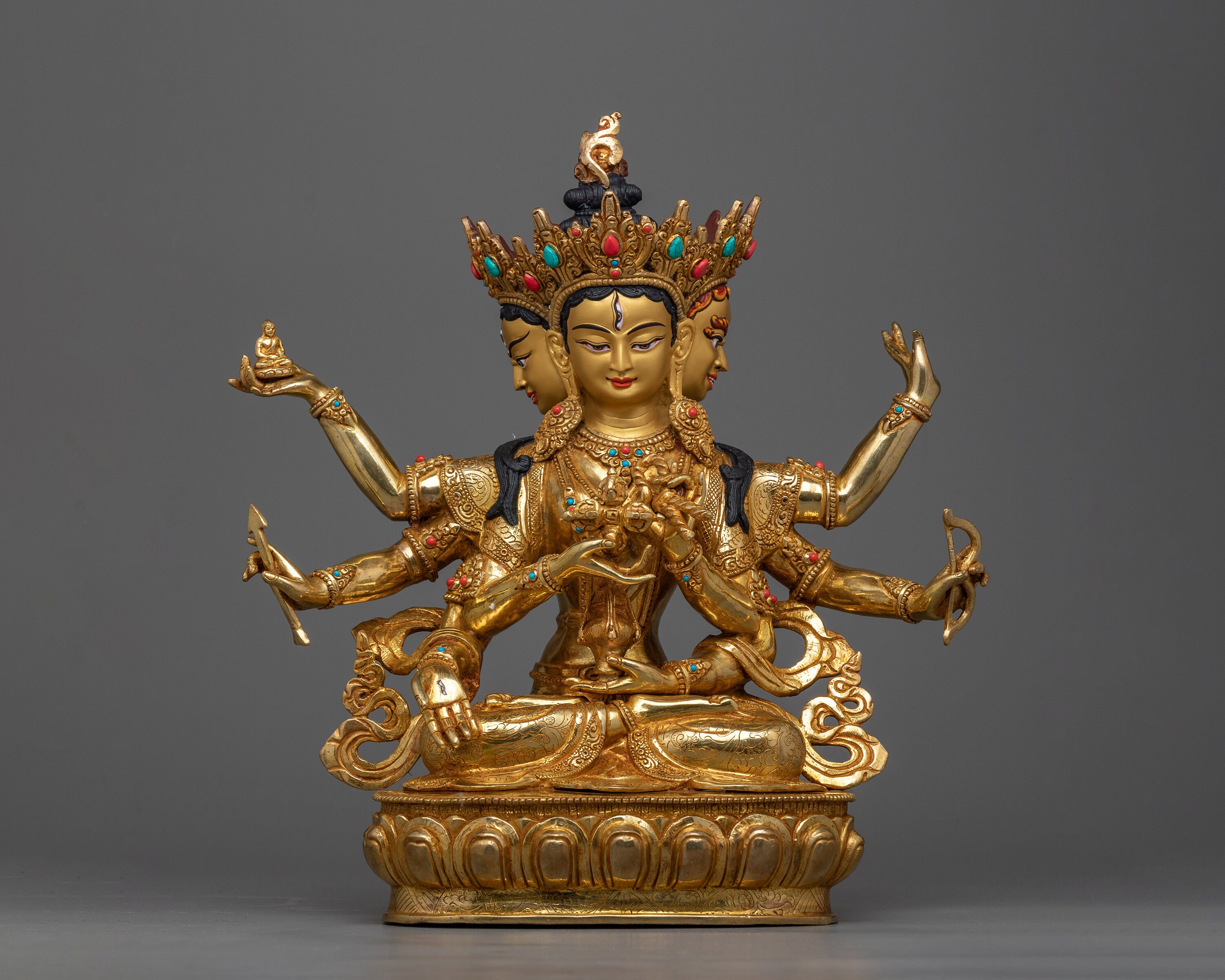 多腕の金属製神像Gold Plated Namgyal Statue Gold Plated Namgyal Statue | Swodeshi