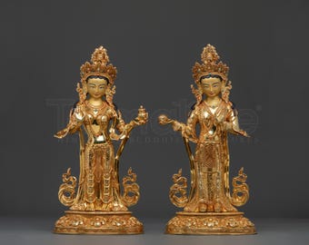 Yeshe Tsogyal and Mandarva Divine Statue Set | Spiritual Figurines for Altar Home Decor