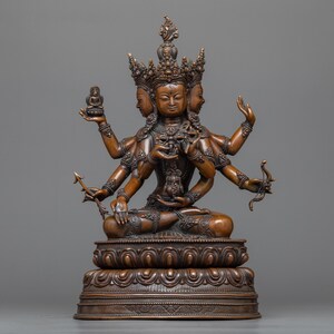 14,5-inch Ushnishavijaya geoxideerd standbeeld - koperen sculptuur van de boeddhistische godin van een lang leven en wijsheid