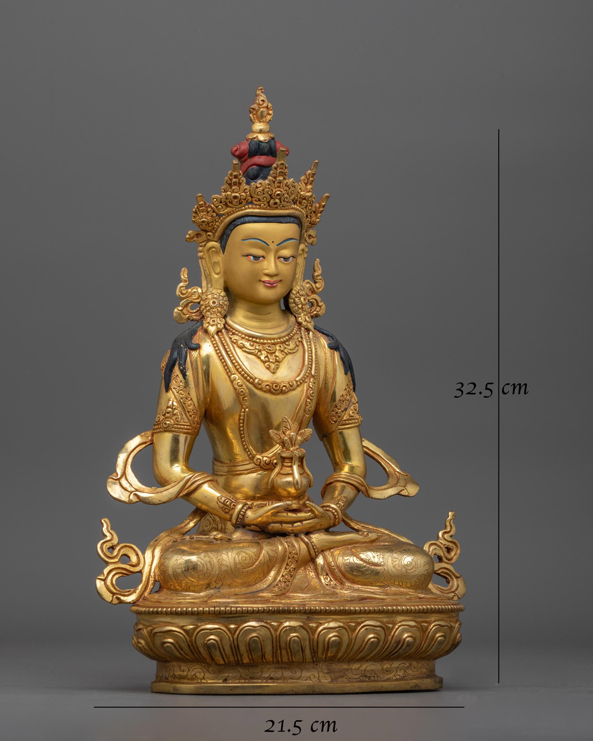 24K 金メッキの長寿仏像 – 長寿と知恵を象徴する手作り銅像 | 伝統的に