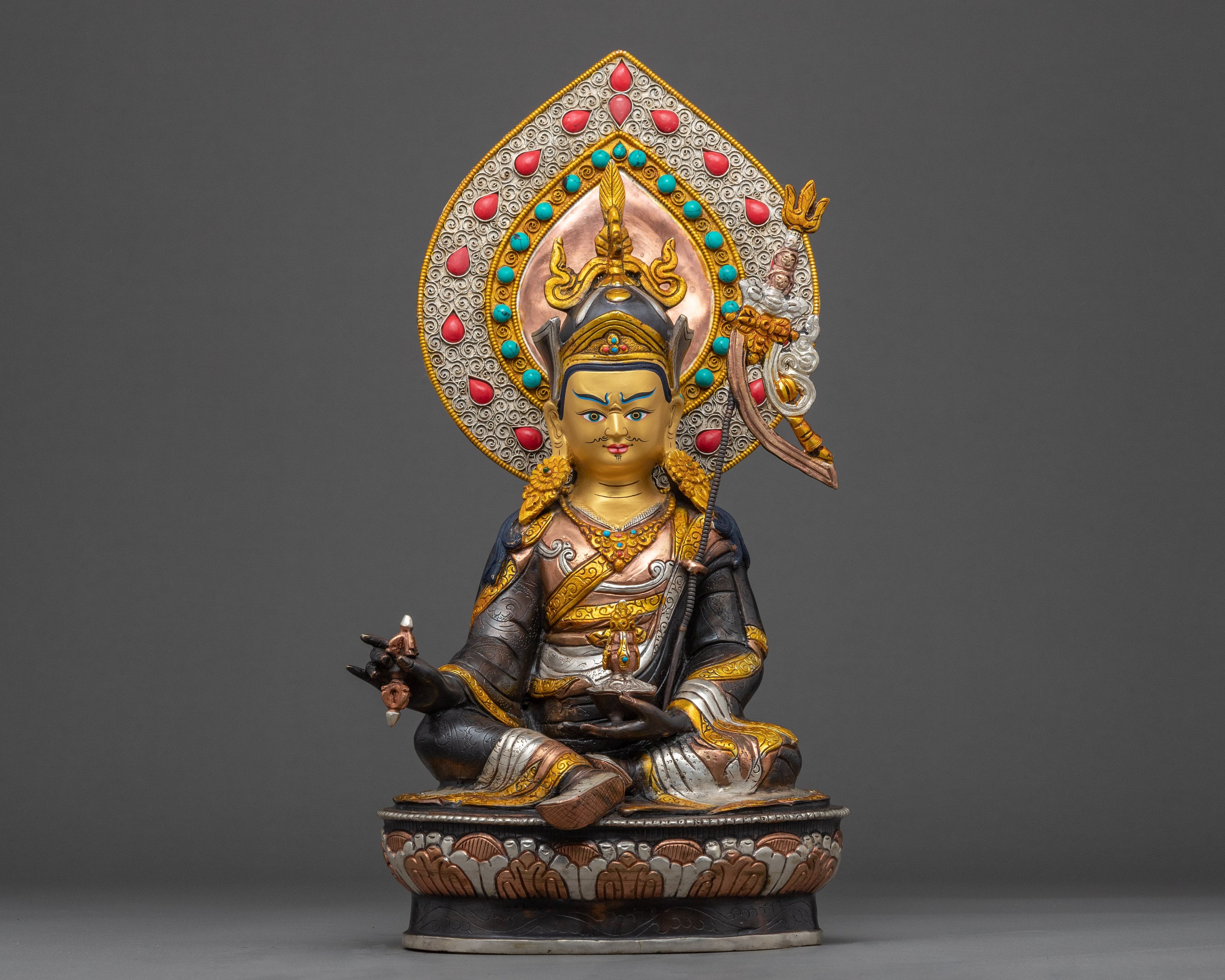 Wrathful Guru Rinpoche Statue | Lotus Born Master Sculpture Buddhism Figurine Of Tantric Sorcerer "Prophecy Guru" Maha Padmasambhava Art