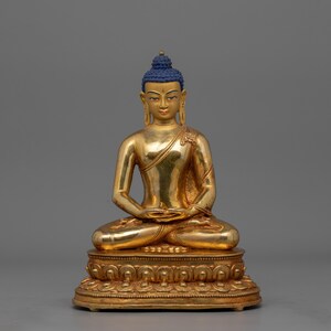Handmade Sacred Amida Buddha Statue | Symbol of Boundless Compassion and Light | 24K Gold Gilded Amitabha Buddha Sculpture | Made in Nepal
