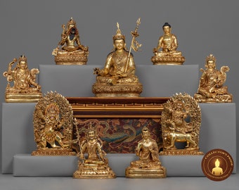 Guru Rinpoche Statue Set | Shakya Senge, Pema Gyalpo, Nyima Odzer, Dorje Drolo, Senge Dradog, Lodan Choks, Pema Jungne, Urgyan Dorje Chang