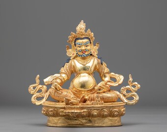 Buddhist Deity Dzambhala Statue | Sacred Symbol of Wealth and Generosity | Himalayan Art for Devotional Altar and Shrine