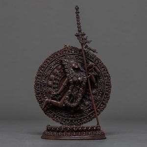 Flying Vajrayogini Statue | Traditionally Hand Painted Dakini Sculpture | Divine Himalayan Art of Nepal | Fine Buddhist Copper Figurine