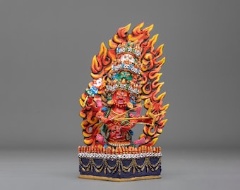 Rahula Copper Sculpture | Nyingma Dharmapala and Powerful Protector of the Buddhist Teachings | Handmade Himalayan Vajrayana Art