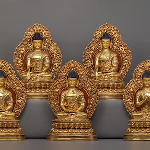 The Five Buddha Family Set Statue | Five Wisdom Tathāgatas of Buddhism | Amitabha, Amoghasiddhi, Shakyamuni Buddha, Ratnasambhava, Vairocana