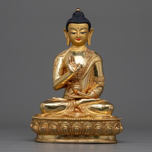Amogasiddhi Buddha Statue | Handmade in Nepal and gilded in genuine 24k Gold | One of the family member of Five Dhyani Buddha | Nepali Art