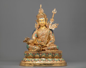 Guru Rinpoche Handcrafted Statue | Padmasambhava, the Lotus-Born Master of Vajrayana Buddhism | Traditional Himalayan Buddhist Art