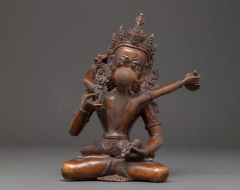 Handmade Sacred Vajrasattva with Consort Statue | Tantric Deity for Meditation | Oxidized Copper Body Statue | Himalayan Artwork