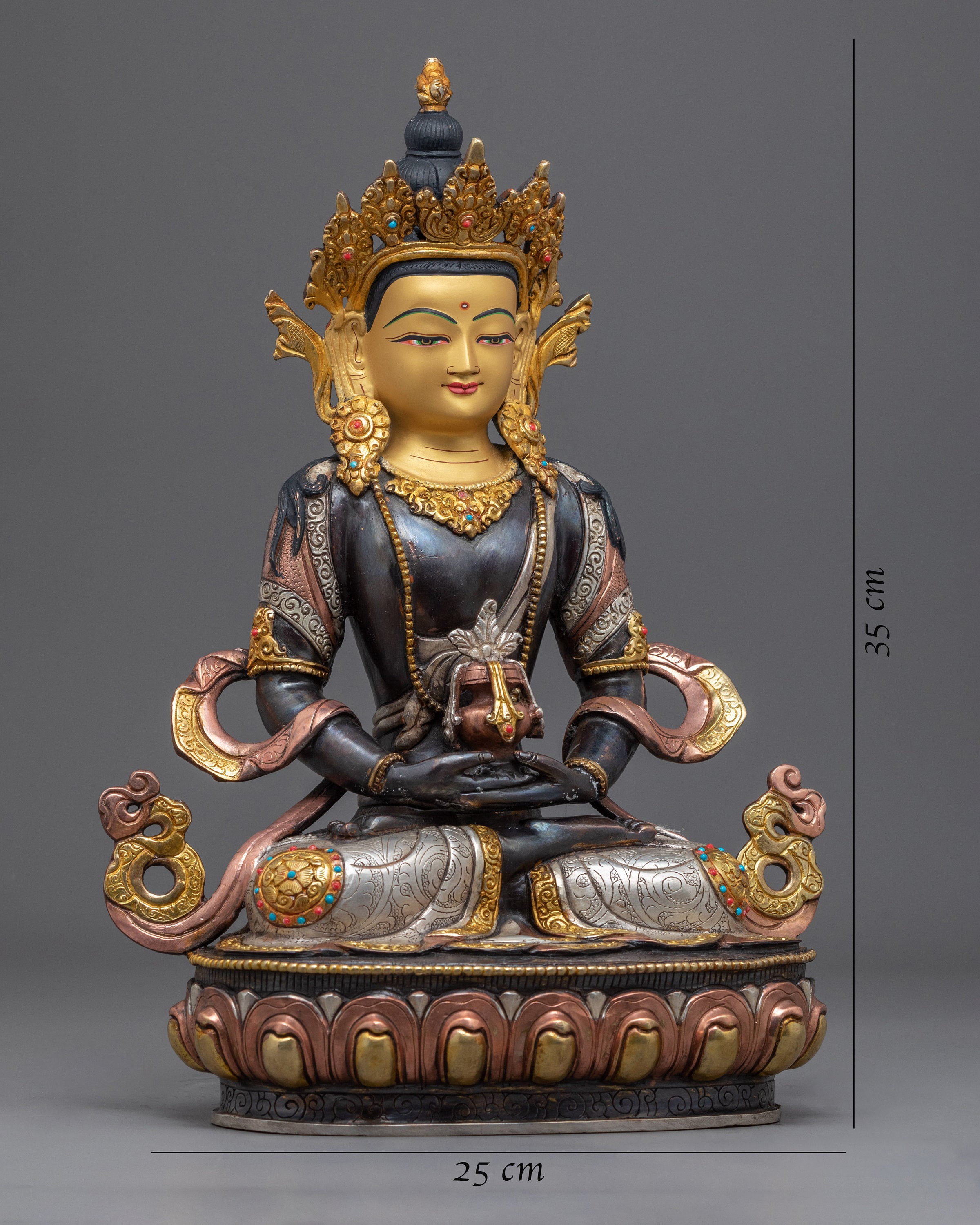 ネパール製阿弥陀如来像 | 手作りの長寿仏の仏像 | 本物の 24K 金で 