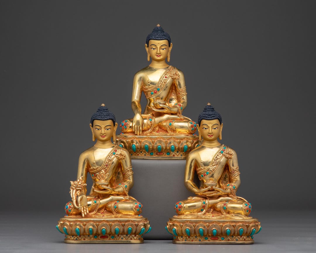 Buddhist Three Buddha Trio | Shakyamuni, Amitabha, Medicine Buddha