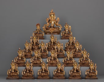 Majestic 21 Taras-set - 24-karaats goudvergulde beelden voor wijsheid, mededogen en empowerment | Hele collectie van 21 Tara | Boeddhistische beeldhouwkunst