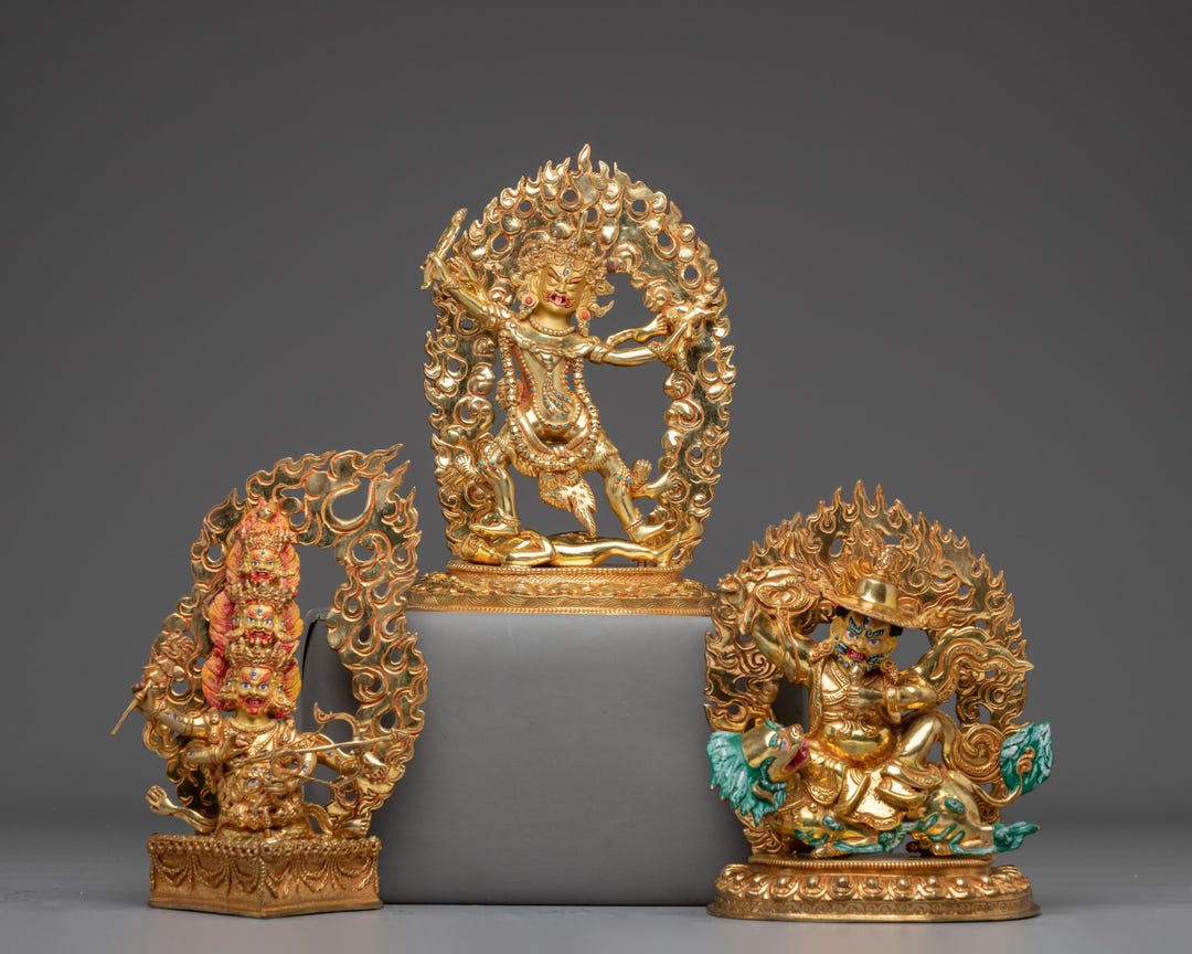 Wrathful Himalayan Protector Statues Set | Rahula, Dorje Legpa ...