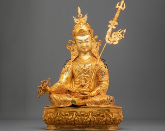 Guru Rinpoche Buddhist Figurine | Padmasambhava Vajrayana Master | Himalayan Sacred Sculpture for Devotional Altar and Shrine