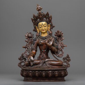White Tara Handmade Sculpture | Original Traditional Himalayan Artwork of Mother Tara | Compassionate Female Bodhisattva Deity of Buddhism