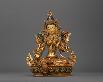 Traditional Green Tara Bodhisattva FIgurine | Mother of Compassion | Goddess of Protection and Wisdom Statue | Symbol of Action Sculpture