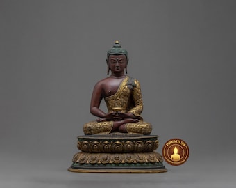 Amitabha Buddha Statue | Buddhist Hand-carved Statues | Hand - Carved Himalayan Sculpture | Himalayan Figure Gilded in pure 24k Gold
