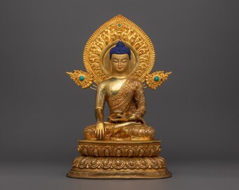 古代の金色の仏像 24K 金メッキ初代仏陀釈迦牟尼像 | 最高の悟りを開いた者 | 瞑想