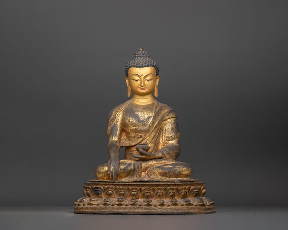 最高級ブッダ像 Ｆinest Buddha Statue,Gold Ｐlated Shakyamuni Present Buddha Statue | 24K Gold Gilded Antique