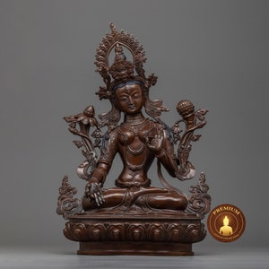 Goddess White Tara Sculpture | Oxidized Copper Statue from Nepal – Beacon of Compassion, Healing, & Timeless Wisdom | Himalayan Buddhist Art