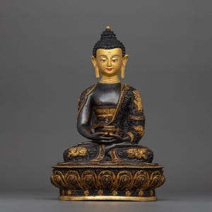 Primordial Amitabha Buddha Sacred Statue | A Symbol of Boundless Compassion Buddha of Infinite Light | Handcrafted 24K Gold Dharma Figurine