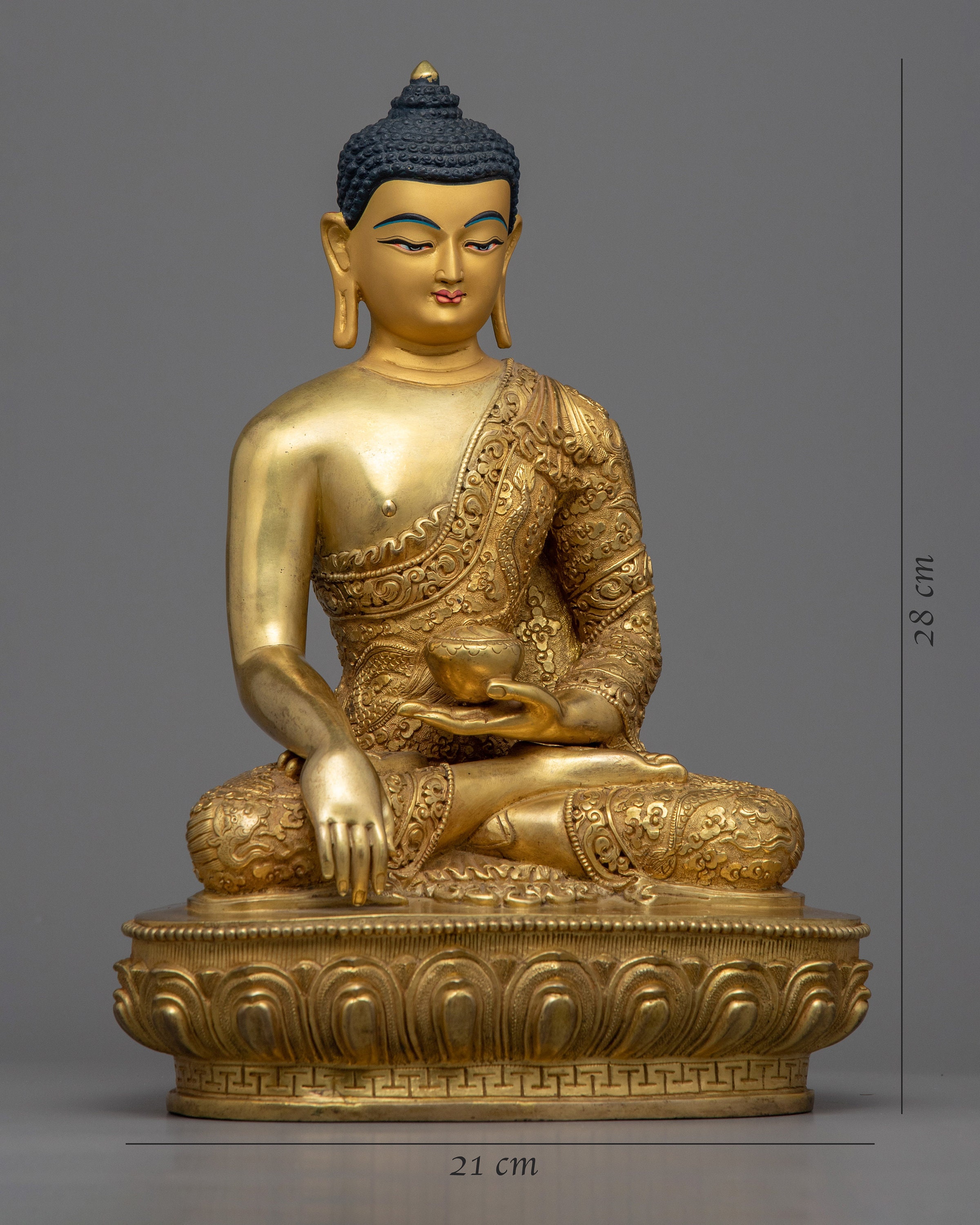 ブッダ像ー金張り  Buddha StatueーGold Ｐlated Hand Carved Shakyamuni Buddha Statue | Gold Gilded Copper