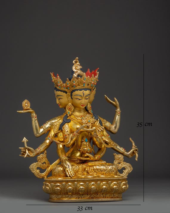 黄金のナムギャルマ・ウシュニシャヴィジャヤ像 | 13.8インチ/35 cm 金
