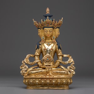 Sacred Vairocana Statue | Five Dhyani Buddhas Central Figure | Handmade Himalayan Artwork for Your Shrine Altar and Decor | Made in Nepal