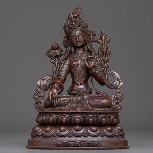 Oxidized White Tara Spiritual Statue | Enlightened Compassion Deity | Figurine for Shrine, Altar, and Dharma Decor | Sculpture Made In Nepal