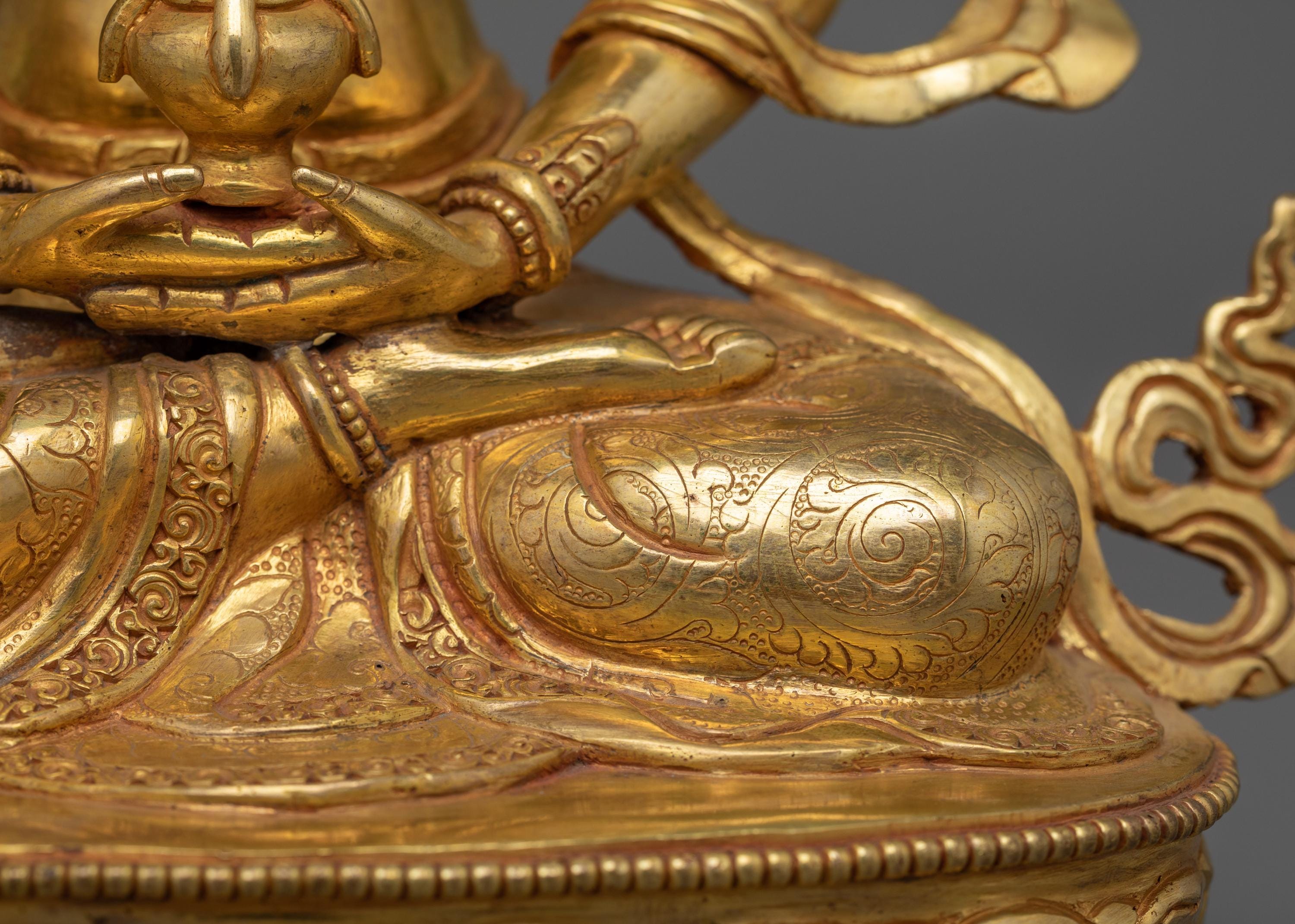 24K 金メッキの長寿仏像 – 長寿と知恵を象徴する手作り銅像 | 伝統的に