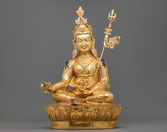Guru Rinpoche Statue | Padmasambhava Master of Vajrayana Wisdom and Spiritual Learning | Handmade Himalayan Buddhist Shrine Art