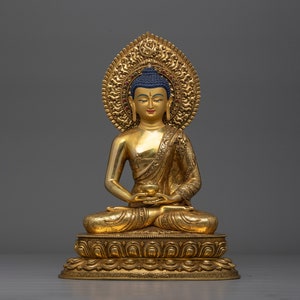 Reines Land Amitabha Buddha Statue | Erleben Sie göttliche Transzendenz | Buddhistische handgefertigte Skulptur | Himalaya-traditionell | 24 Karat Gold vergoldet