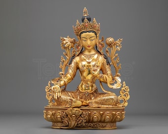 Green Tara Statue | Buddhist Deity of Compassion and Swift Protection | Himalayan Sacred Sculpture for Altar and Meditation Shrine