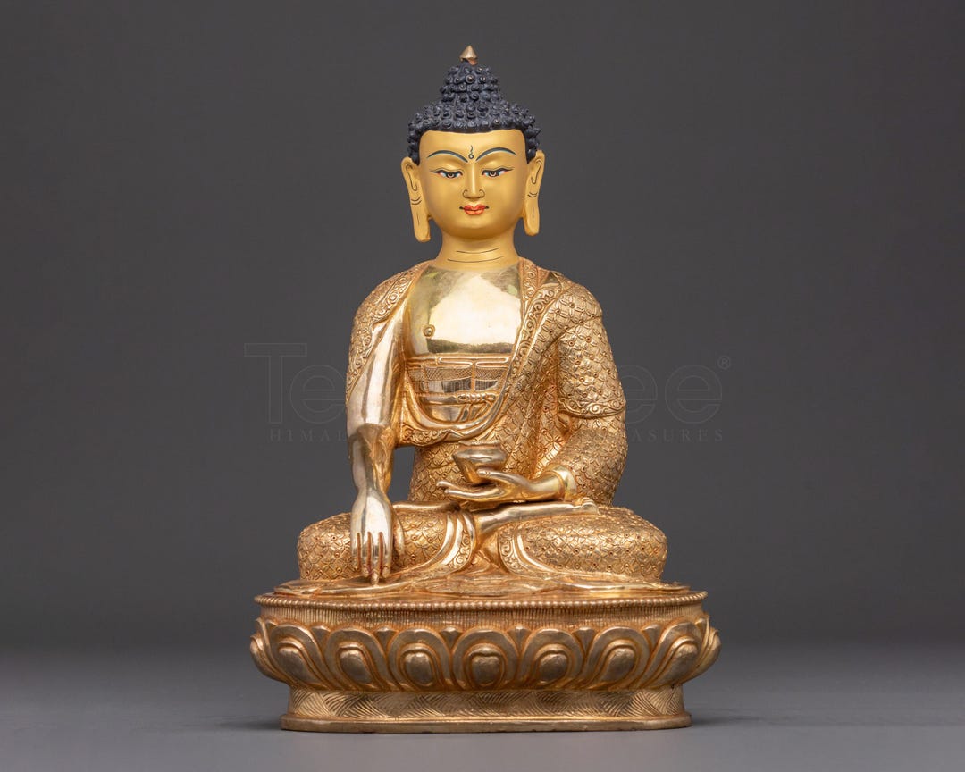 釈迦牟尼仏像 | 24K金鍍金銅像 | 手作り仏教美術彫刻 | スピリチュアル