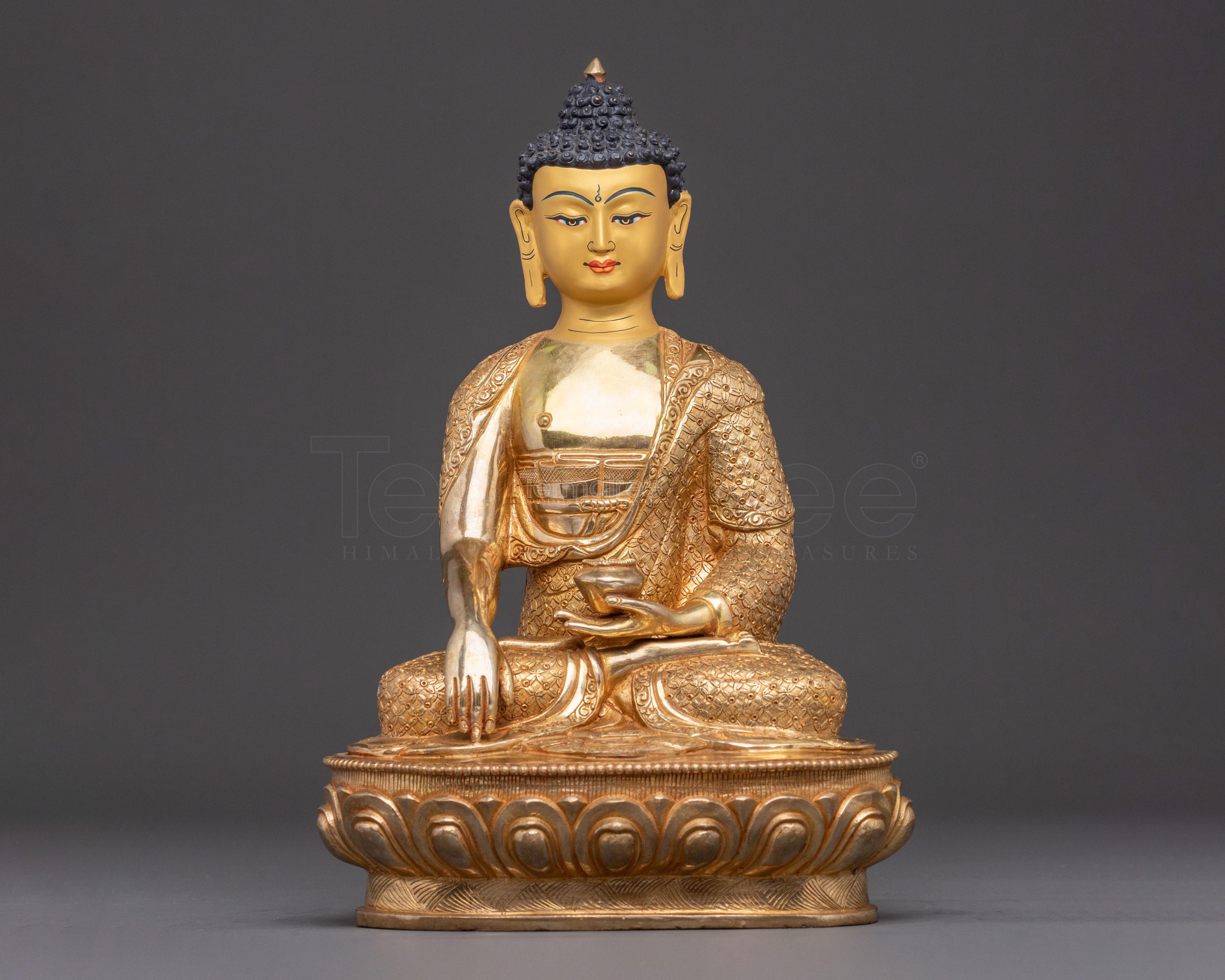 釈迦牟尼仏像 | 24K金鍍金銅像 | 手作り仏教美術彫刻 | スピリチュアル