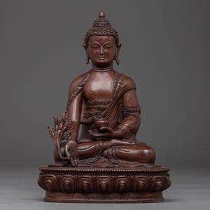 Handcrafted Sculpture of Medicine Buddha | The Buddha of Universal Healing | Figurine for Shrine, Altar, and Dharma Decor | Made In Nepal