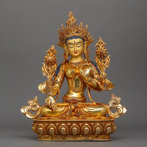 Feminine Energy White Tara Sculpture | Bodhisattva for Compassion Practices | Figurine for Shrine, Altar, and Dharma Decor | Made In Nepal