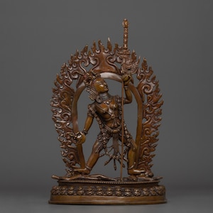 Statue of Female Deity Vajrayogini | Vajra Sow Mother | Tantric Deity of Spiritual Power | Made in Nepal | Oxidized Copper Body | Home DEcor