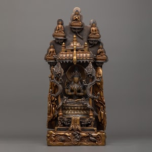 5 Buddhas Deity and Chenrezig Buddhist Compassionate Deity Statue | Bodhisattva of Boundless Compassion | Traditional Sacred Art of Nepal
