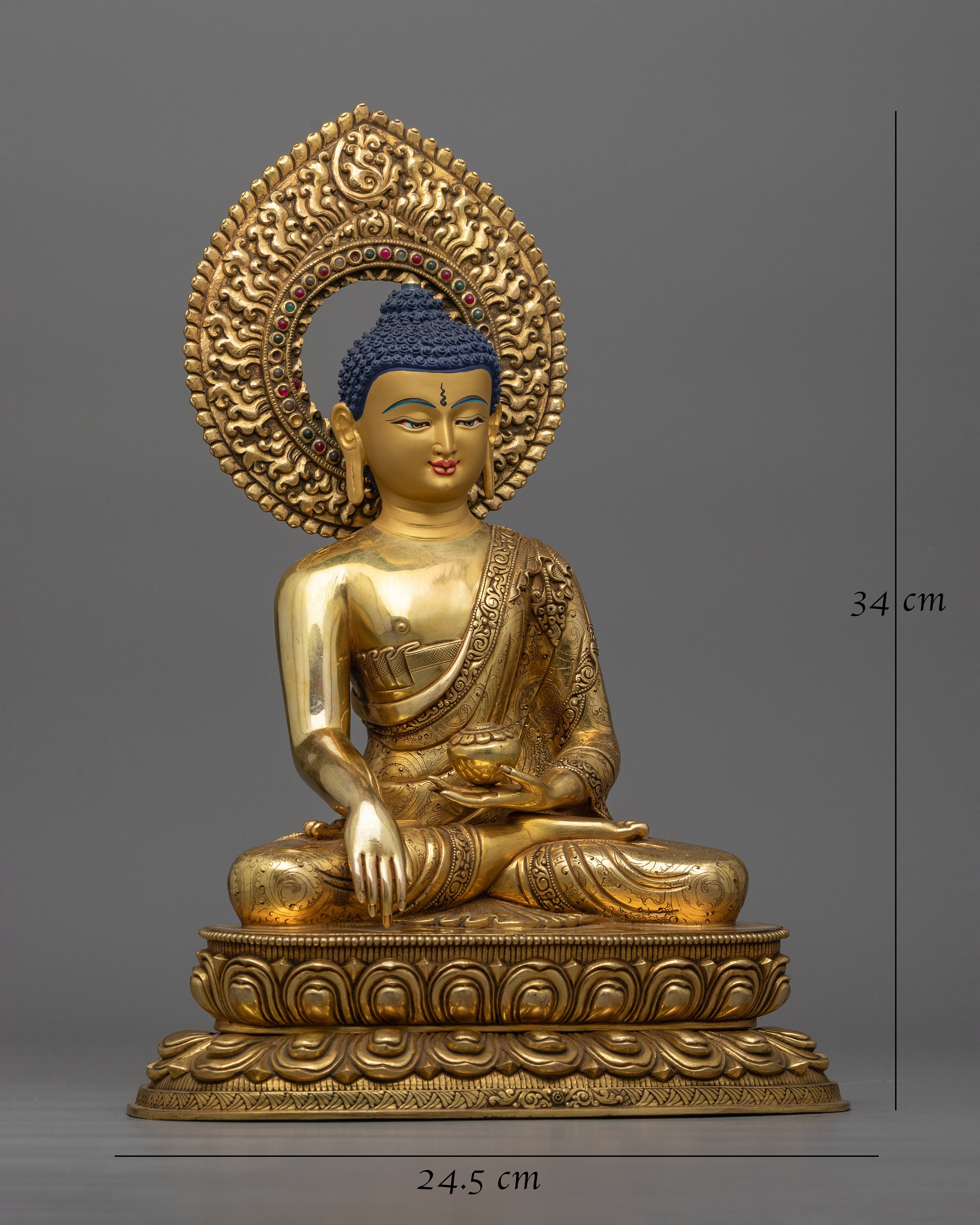 24K Gold Gilded Shakyamuni Buddha Statue | Copper Peace Figure - Etsy