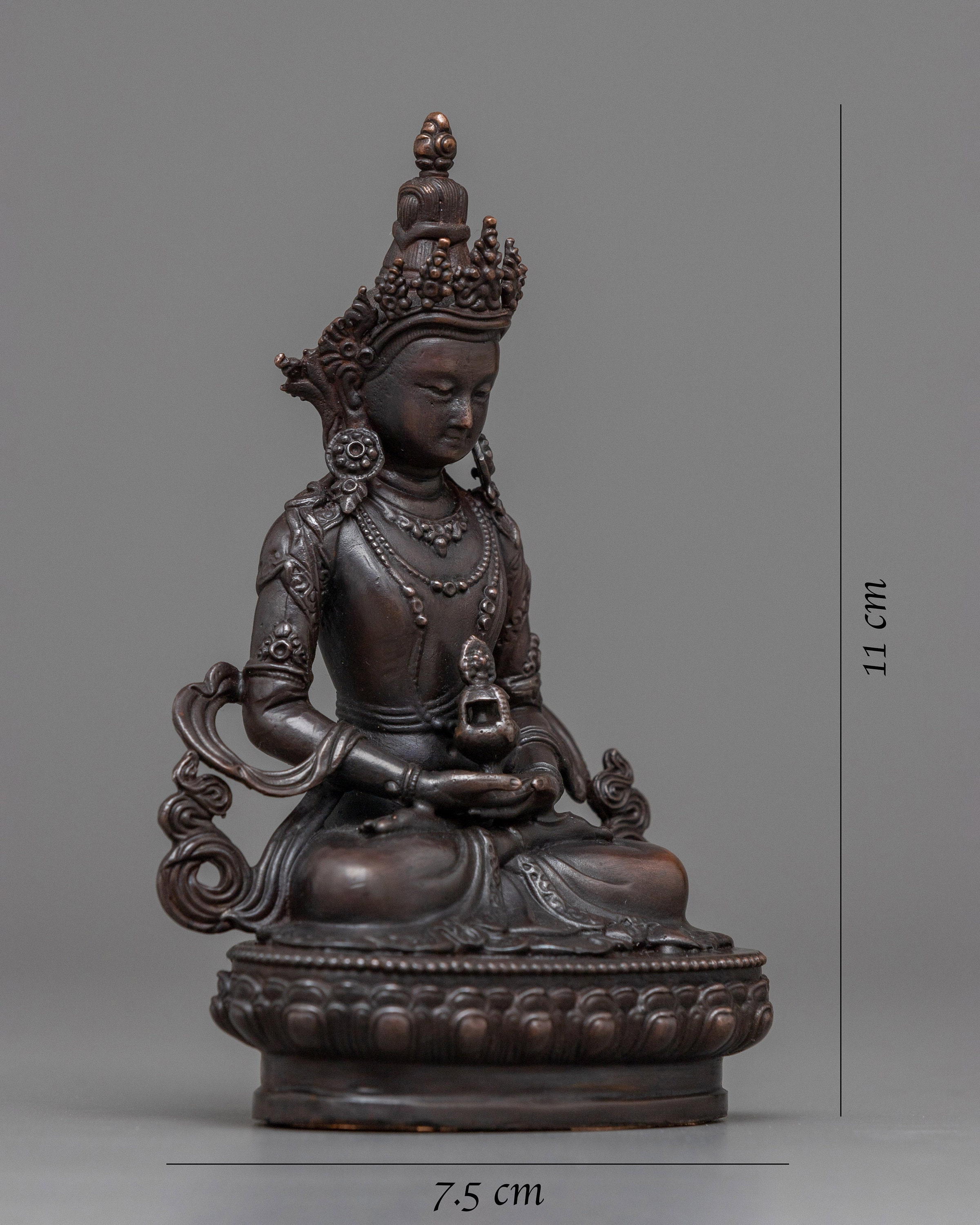 酸化銅製のミニチュア阿弥陀如来像 - 長寿と精神的な幸福を願う