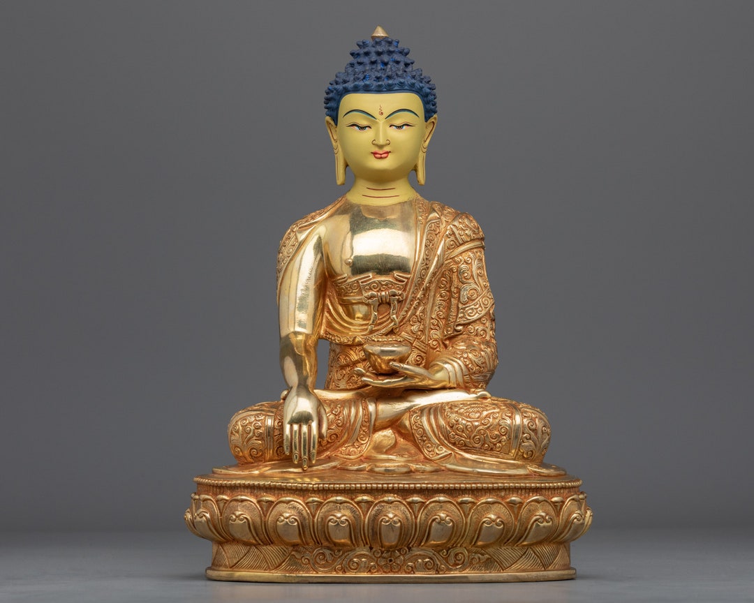 24k Gold Shakyamuni Buddha Statue | Handmade Himalayan Buddhist