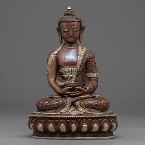 Amitabha Buddha Statue | Tibetan Buddhist Traditionally Handmade Oxidized Sculpture | Hand Carved Buddha Figure | Spiritual-Divine Art-Craft