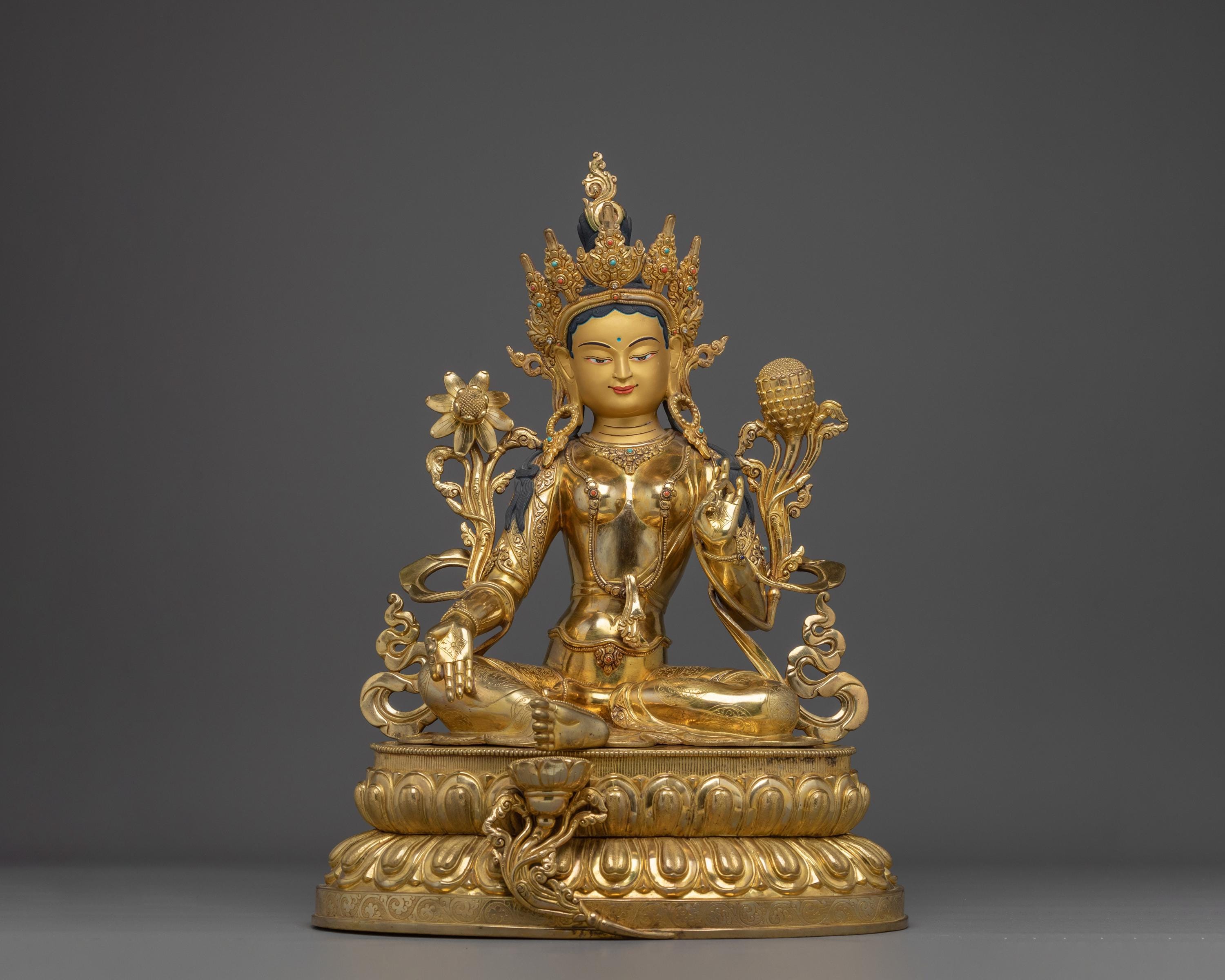 癒しの神 グリーンターラ | ネパール仏教美術作品 | 祭壇、慈悲の実践
