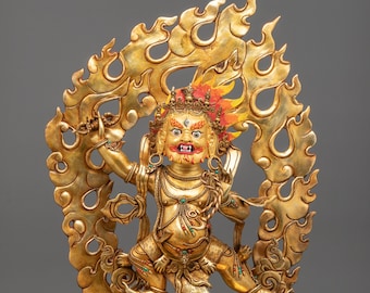 Vajrapani Wrathful Protector Statue | Tibetan Buddhist Bodhisattva of Power | Vajrayana Meditation Altar Sculpture