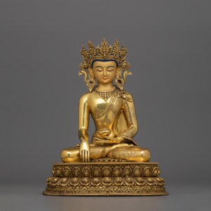 Crowned Siddhartha Gautama Buddha Statue | Lord Shakyamuni Buddha Sculpture | Embodying Wisdom and Compassion | Himalayan Art for Home Decor