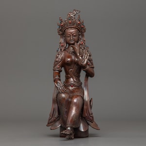Tibetan Statue of Sita Tara | Handcrafted Oxidized Copper Statue | Goddess of Compassion & Protection | Spiritual Altar Decor | Nepalese Art