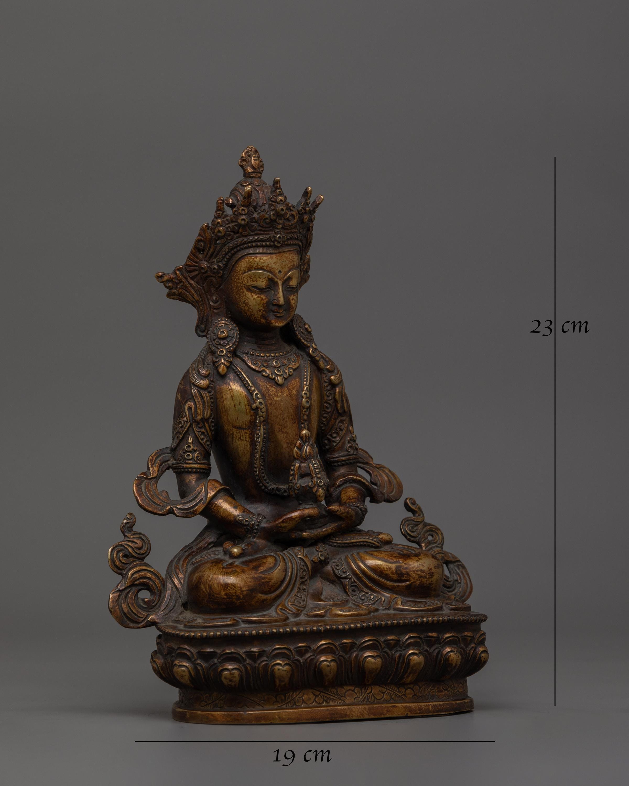 阿弥陀如来伝統工芸骨董インテリアアンティーク復刻ブロンズ像23㎝2.3kg値下げ 歴史ある長寿の神、阿弥陀如来 | 長寿と霊的知恵の象徴、瞑想や霊的