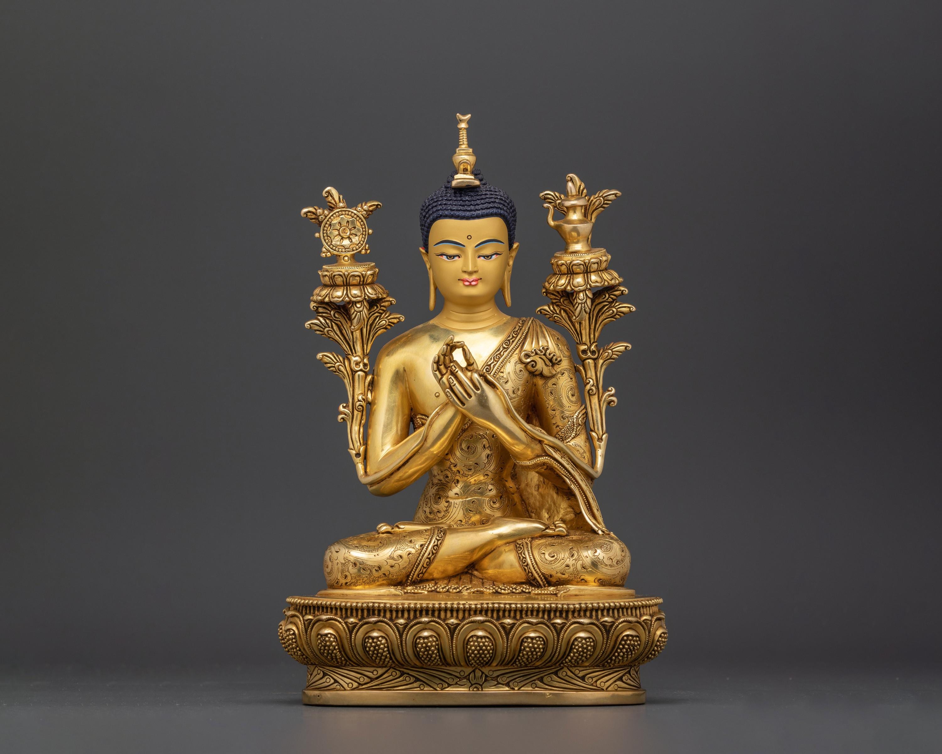 ブッダ像ー金張り  Buddha StatueーGold Ｐlated Gold Plated Shakyamuni Buddha Statue: Hand Carved Tibetan Rupa - Etsy